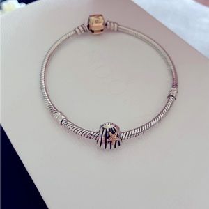 AUTHENTIC Pandora Charm Seashell with real gold accent GENTLY USED